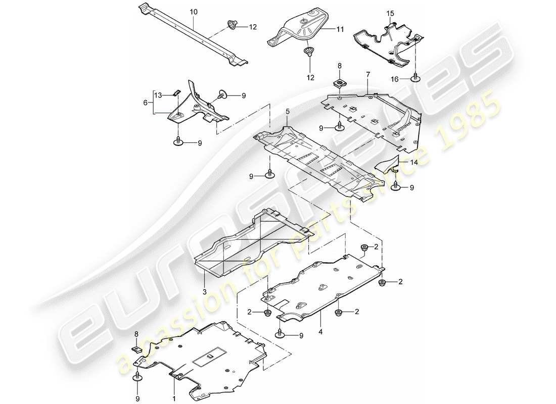 porsche 997 gt3 (2010) trims part diagram