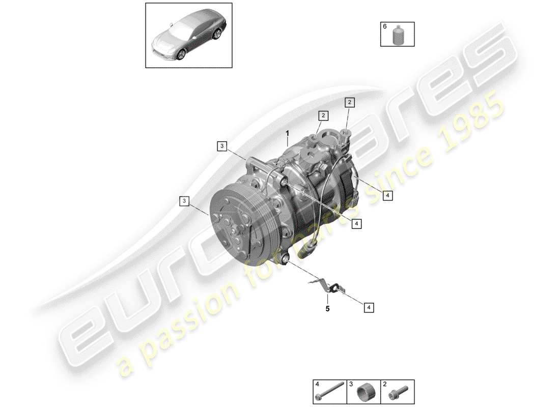 porsche panamera 971 (2017) compressor part diagram