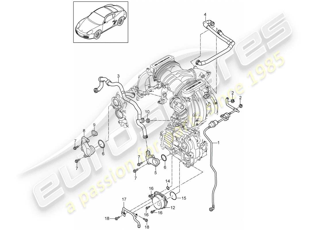porsche 2009 (987 cayman) crankcase part diagram