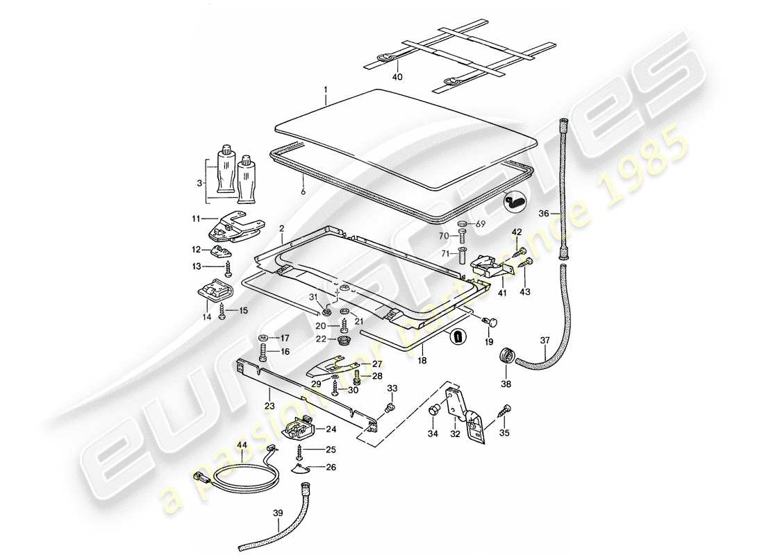 porsche 1991 (944) lifting roof part diagram