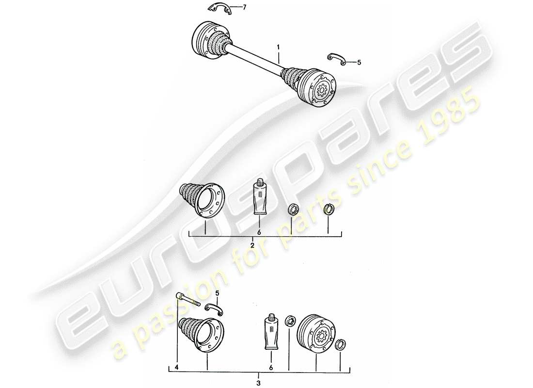 porsche 1994 (968) drive shaft part diagram