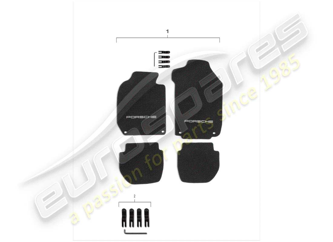 porsche 1994 (968) floor mat part diagram
