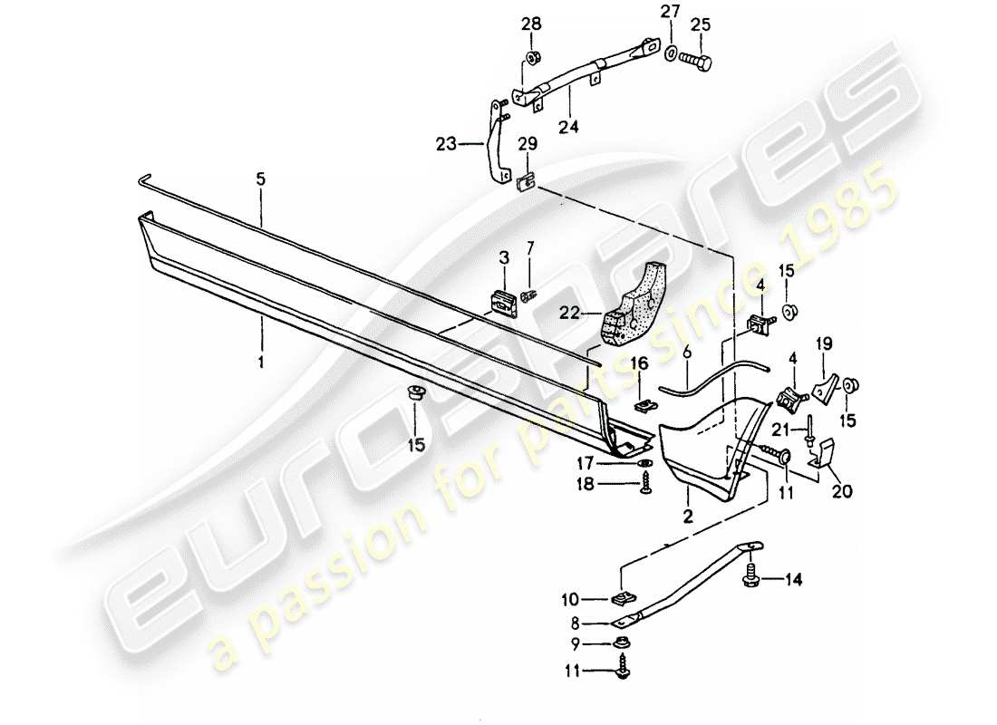 porsche 1990 (964) side member trim part diagram