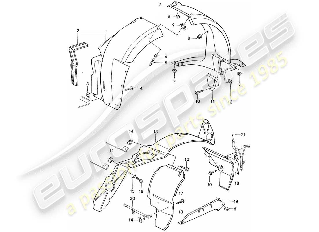 porsche 1990 (964) cover - wheel housing part diagram