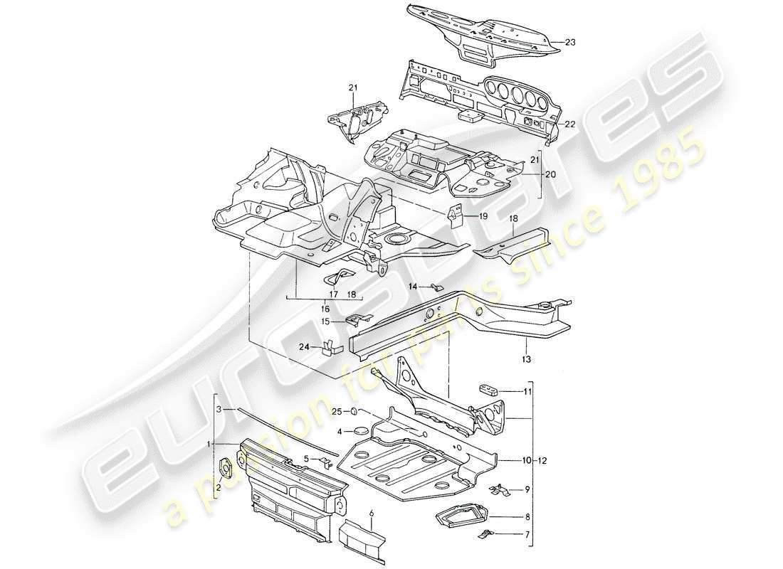 porsche 1990 (964) frame part diagram