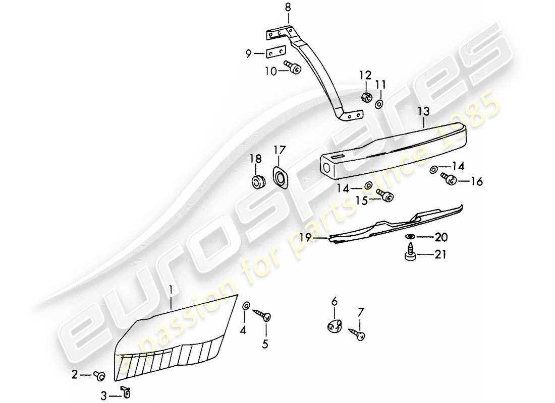 porsche 1965 (911/912) interior equipment - doors - d >> - mj 1968 part diagram