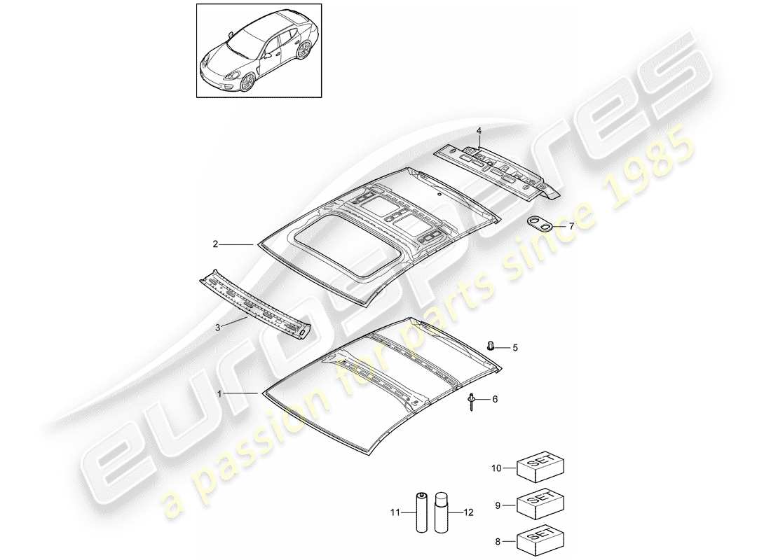 porsche 2012 (panamera 970) roof part diagram