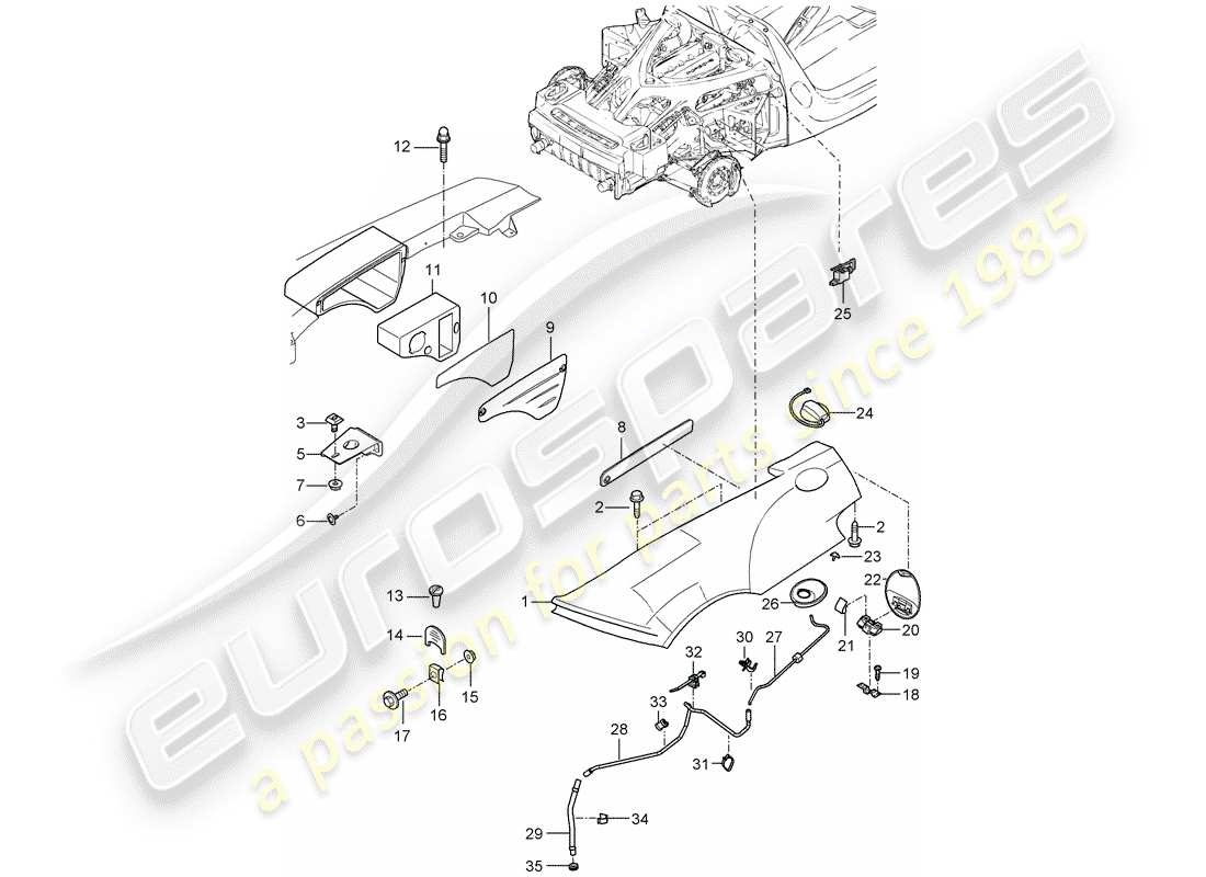 porsche 2004 (carrera gt) fender part diagram
