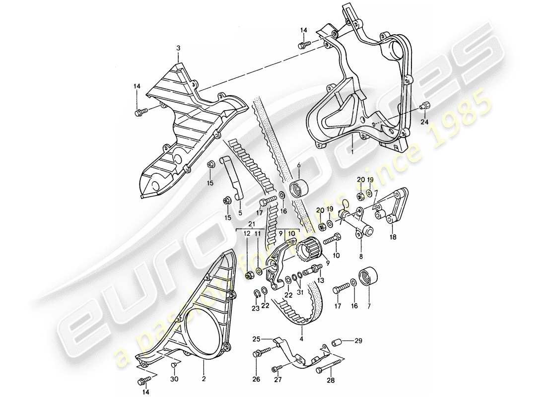 porsche 1994 (968) driving mechanism - camshaft part diagram