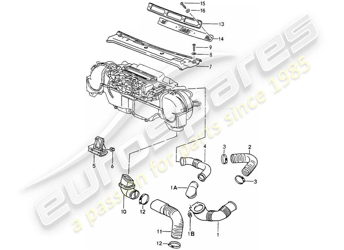 porsche 1990 (964) ventilation - heating system 1 part diagram