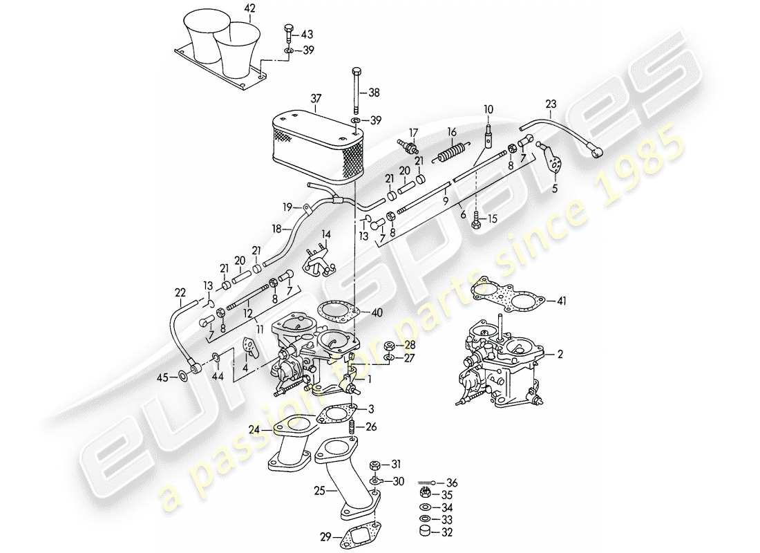 porsche 1955 (356/356a) carburetor - solex 40 p ii - solex 40 p ii-4 - and - fuel supply line - m 90 501 >> 91 000 part diagram