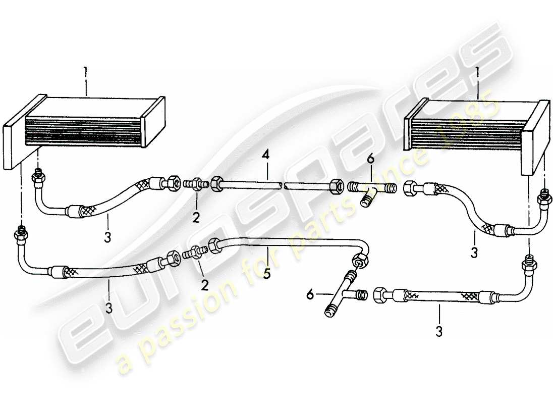 porsche 1955 (356/356a) engine lubrication - oil cooler part diagram