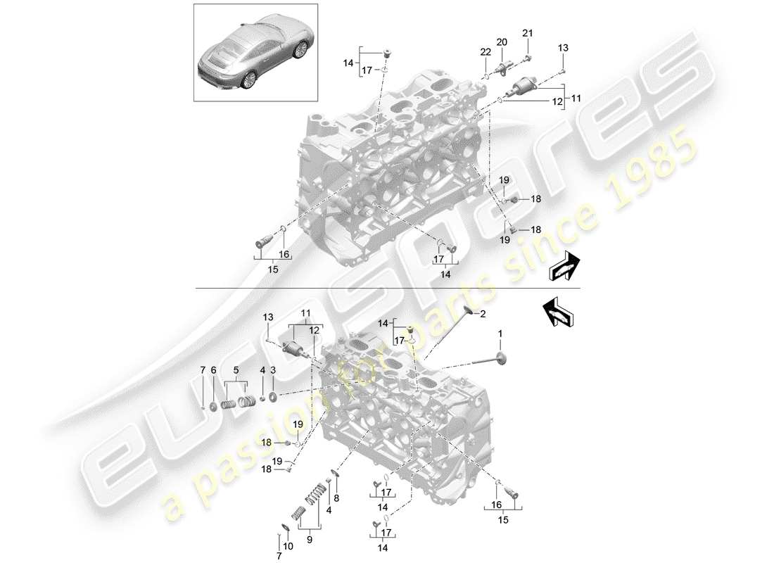 porsche 2020 (991-2) cylinder head part diagram