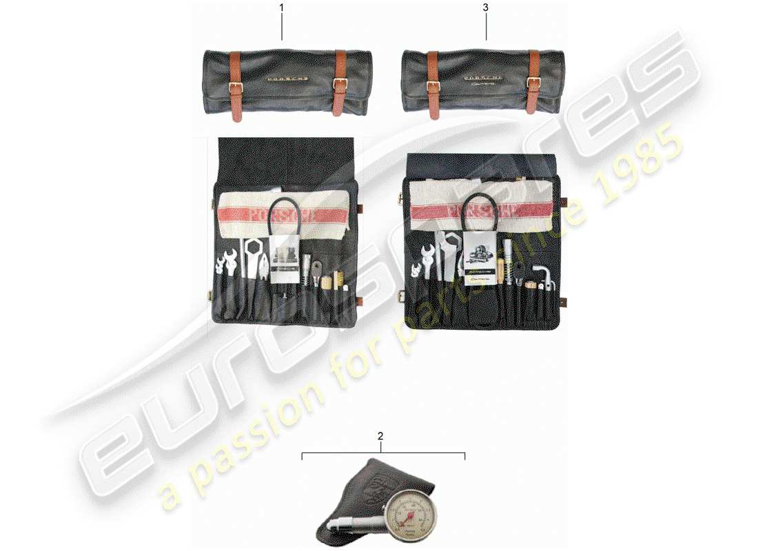 porsche 1955 (356/356a) tool - and - accessories - first aid kit part diagram