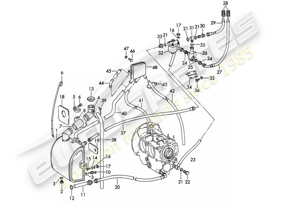 porsche 1964 (356b/356c) engine lubrication part diagram