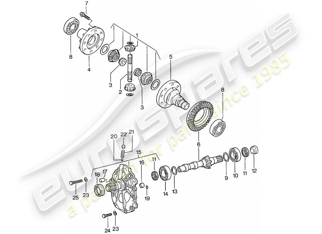 porsche 1983 (944) differential - automatic transmission parts diagram