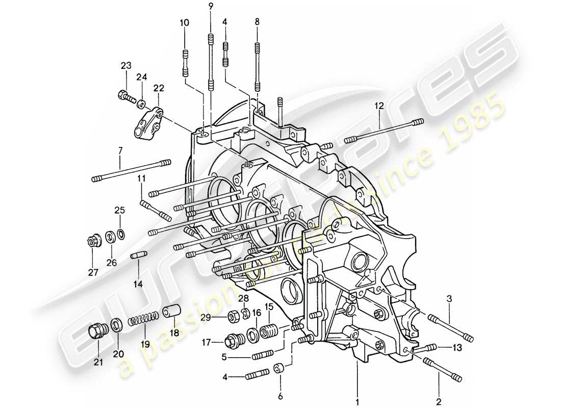 porsche 1987 (959) crankcase parts diagram