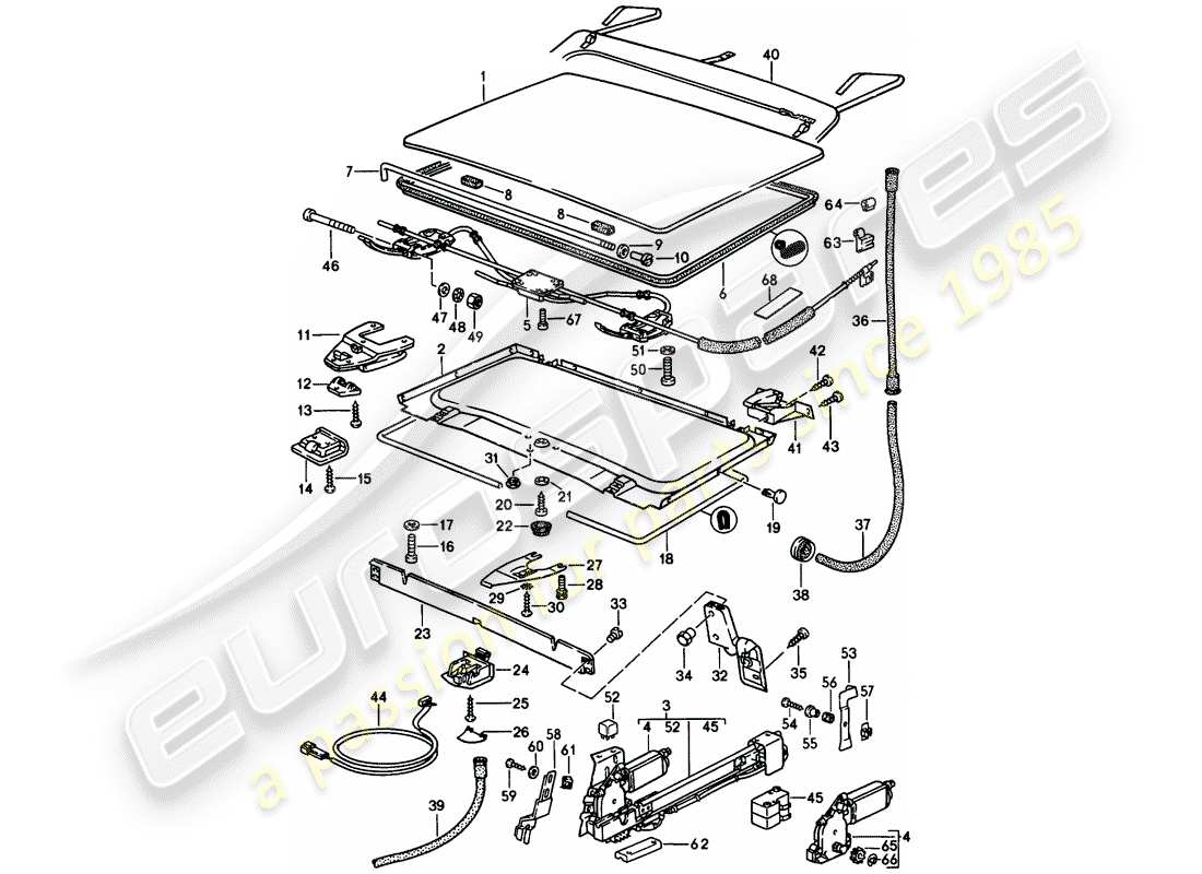 porsche 1984 (944) lifting roof - d - mj 1984>> parts diagram