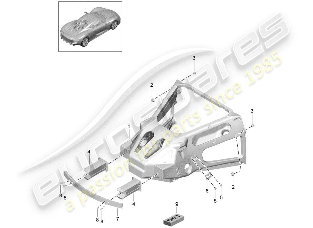 porsche 2015 (918 spyder) rear end part diagram