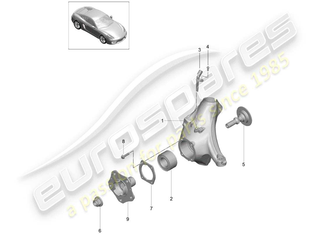 porsche cayman 981 (2014) wheel carrier part diagram