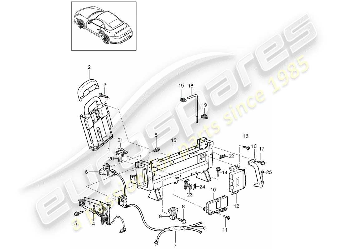 porsche 2013 (997-2 turbo / gt2 rs) roll bar part diagram