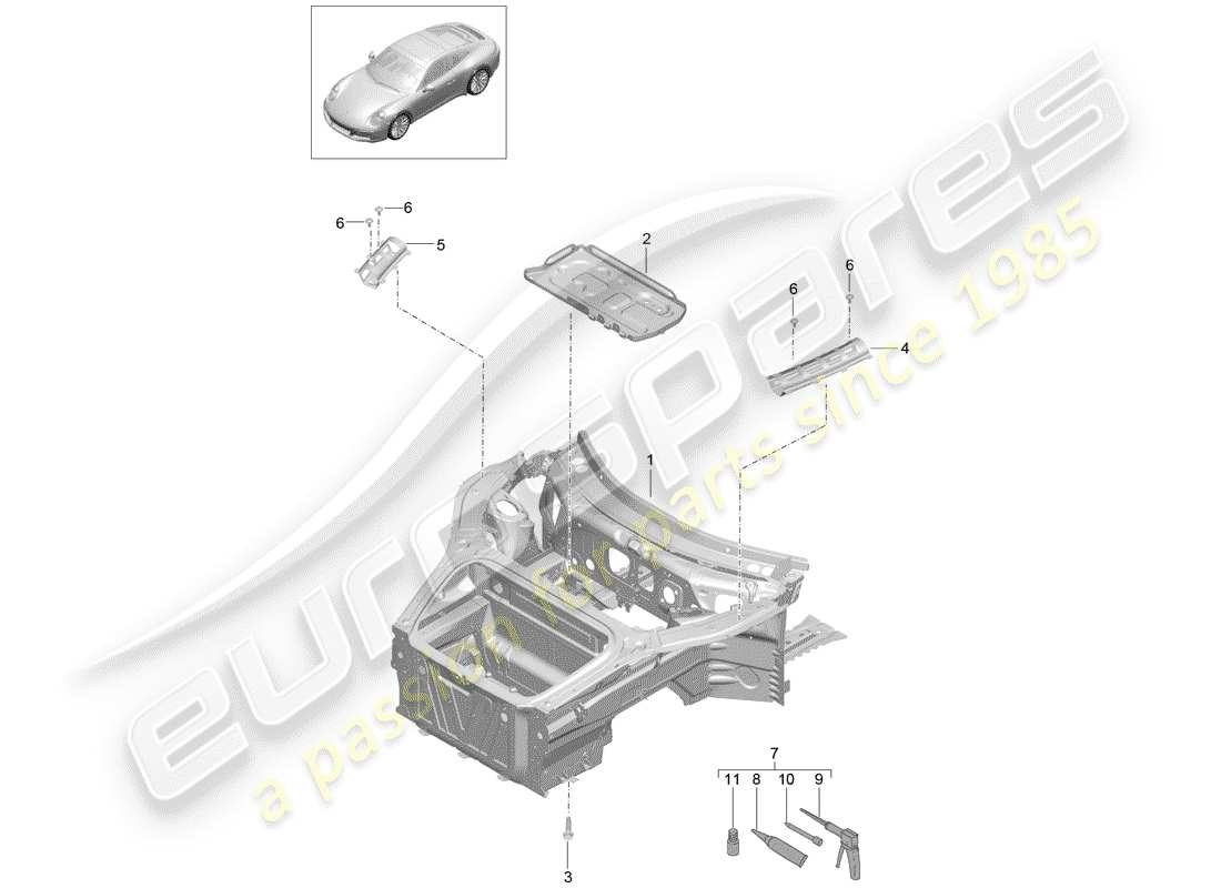 porsche 2020 (991-2) front end part diagram