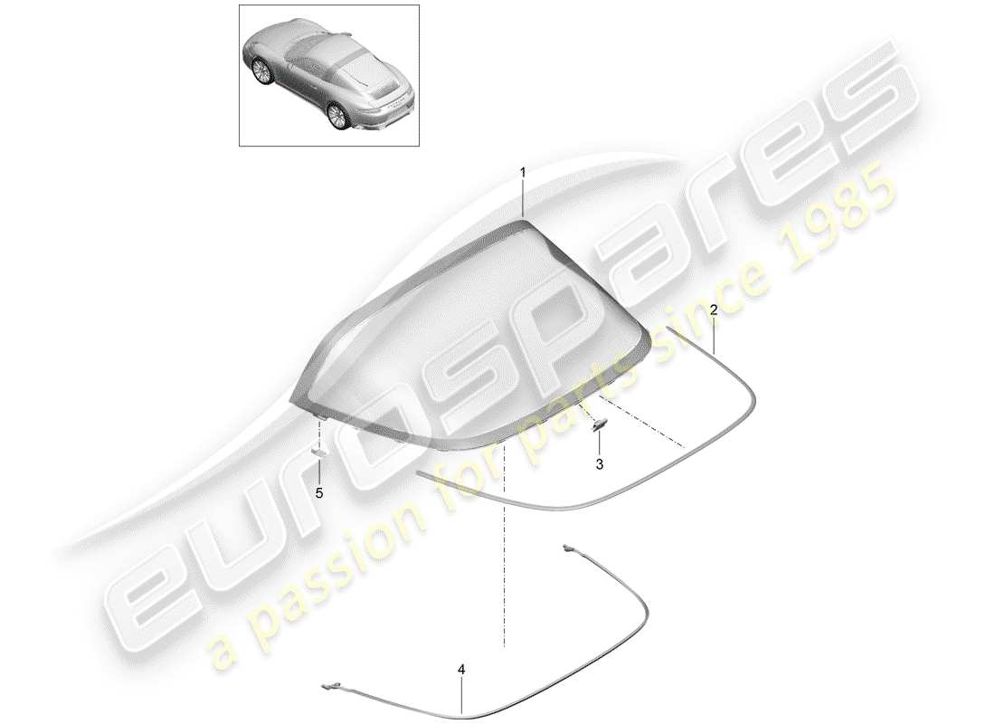 porsche 2020 (991-2) rear window glass part diagram