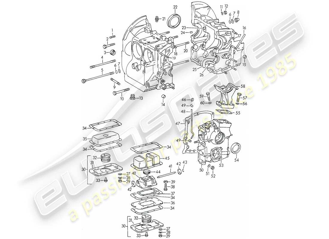 porsche 1960 (356b/356c) crankcase parts diagram