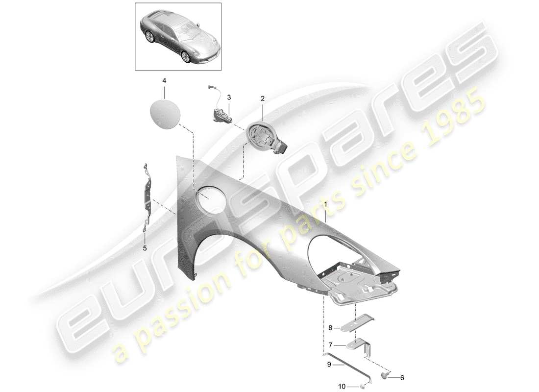 porsche 2020 (991-2) fender part diagram