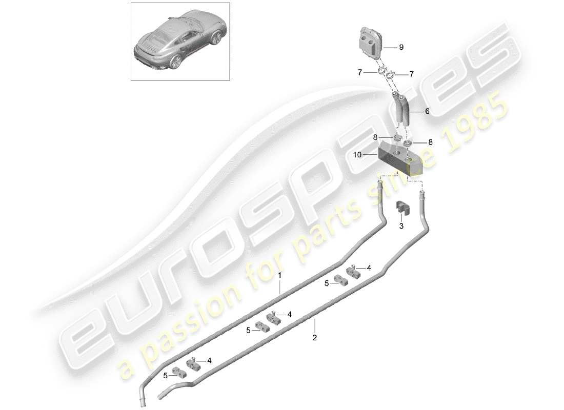 porsche 991 turbo (2014) heater parts diagram