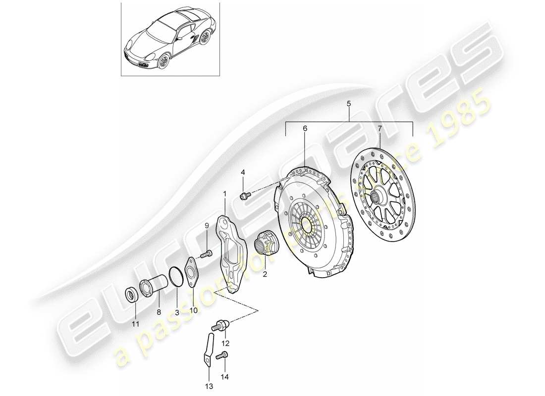 porsche 2006 (987 cayman) clutch part diagram
