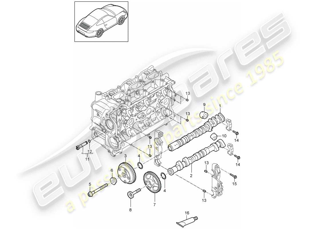 porsche 2009 (997-2) camshaft part diagram