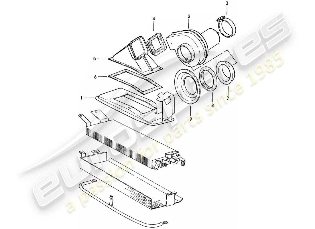 porsche 1988 (911) fan part diagram
