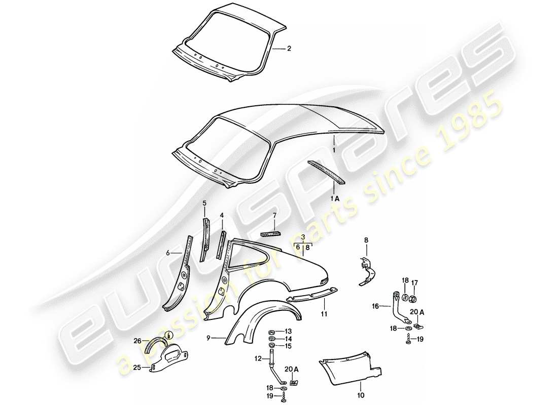 porsche 1988 (911) exterior panelling - to fit use workshop material part diagram