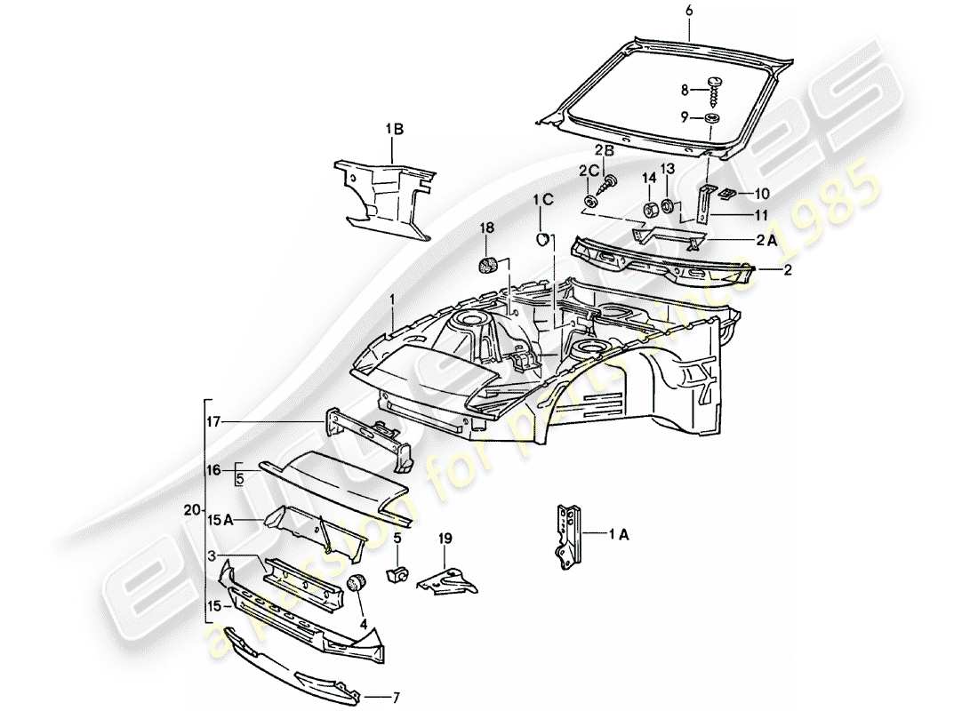 porsche 1984 (924) front part part diagram