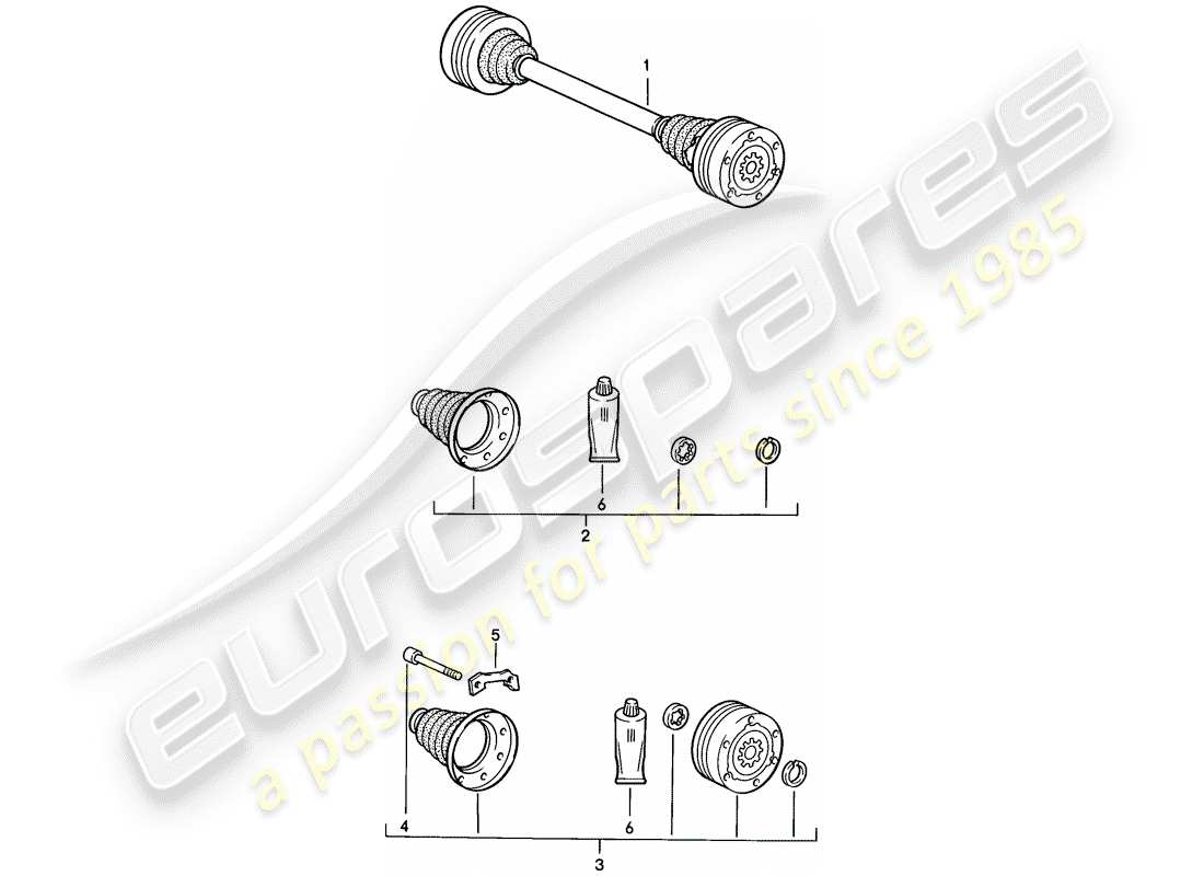 porsche 1987 (924s) drive shaft part diagram
