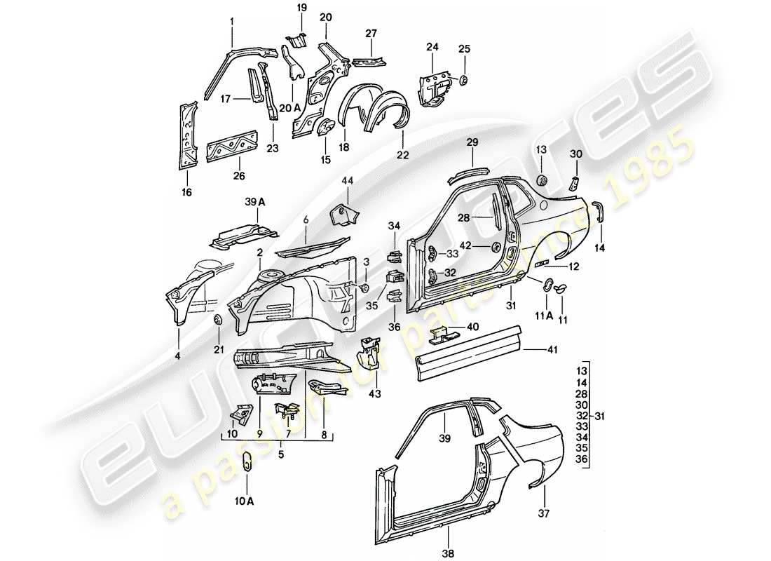 porsche 1979 (924) side panel part diagram