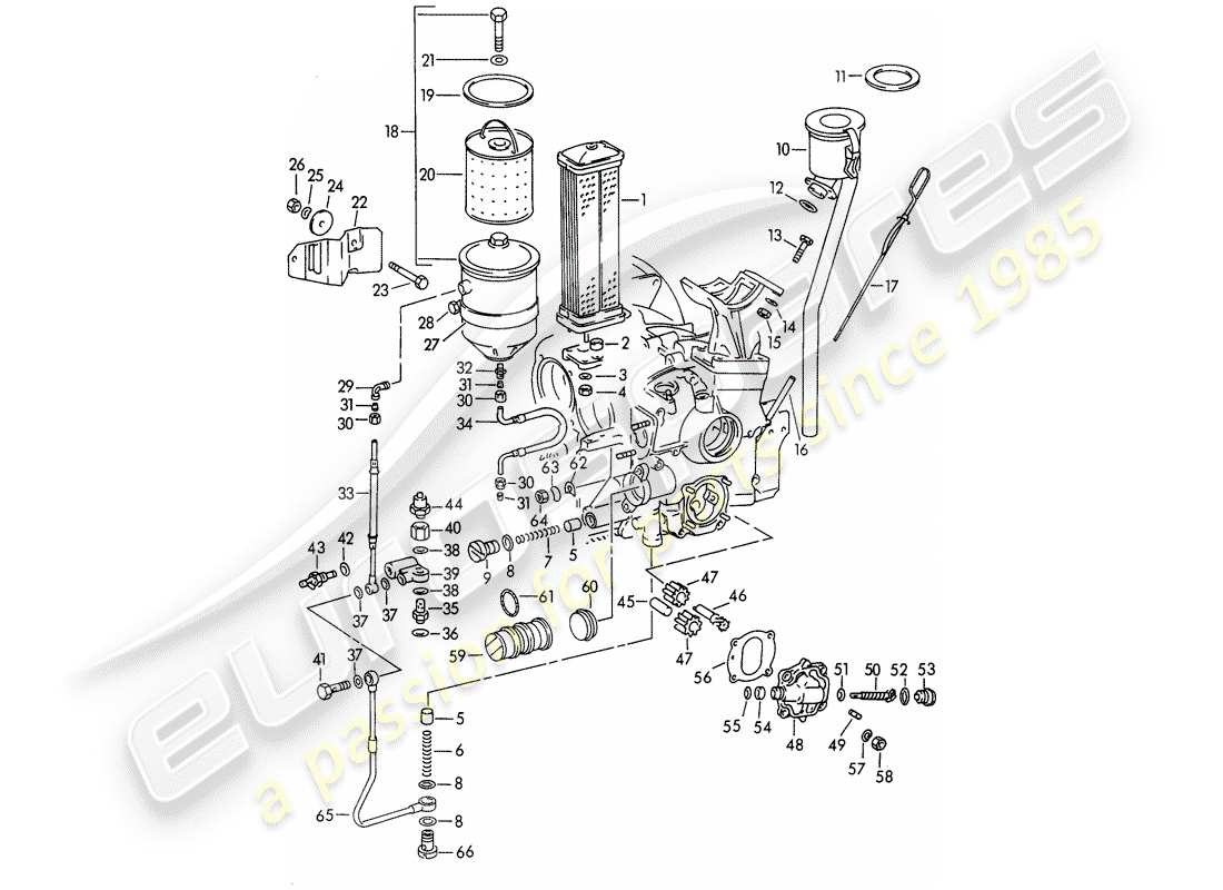 porsche 1955 (356/356a) engine lubrication - m 67 001 >> - m 81 201 >> part diagram