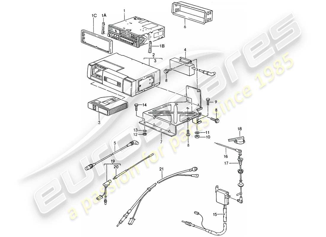 porsche 1994 (968) radio unit - cd-changer part diagram