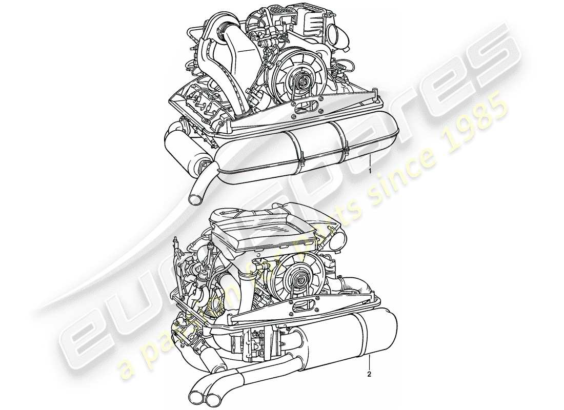 porsche 1985 (911) replacement engine - ready for installation part diagram