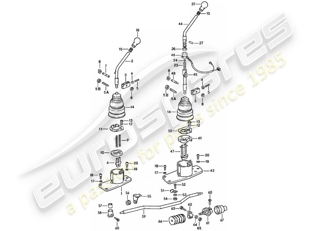 porsche 1979 (911) transmission control parts diagram
