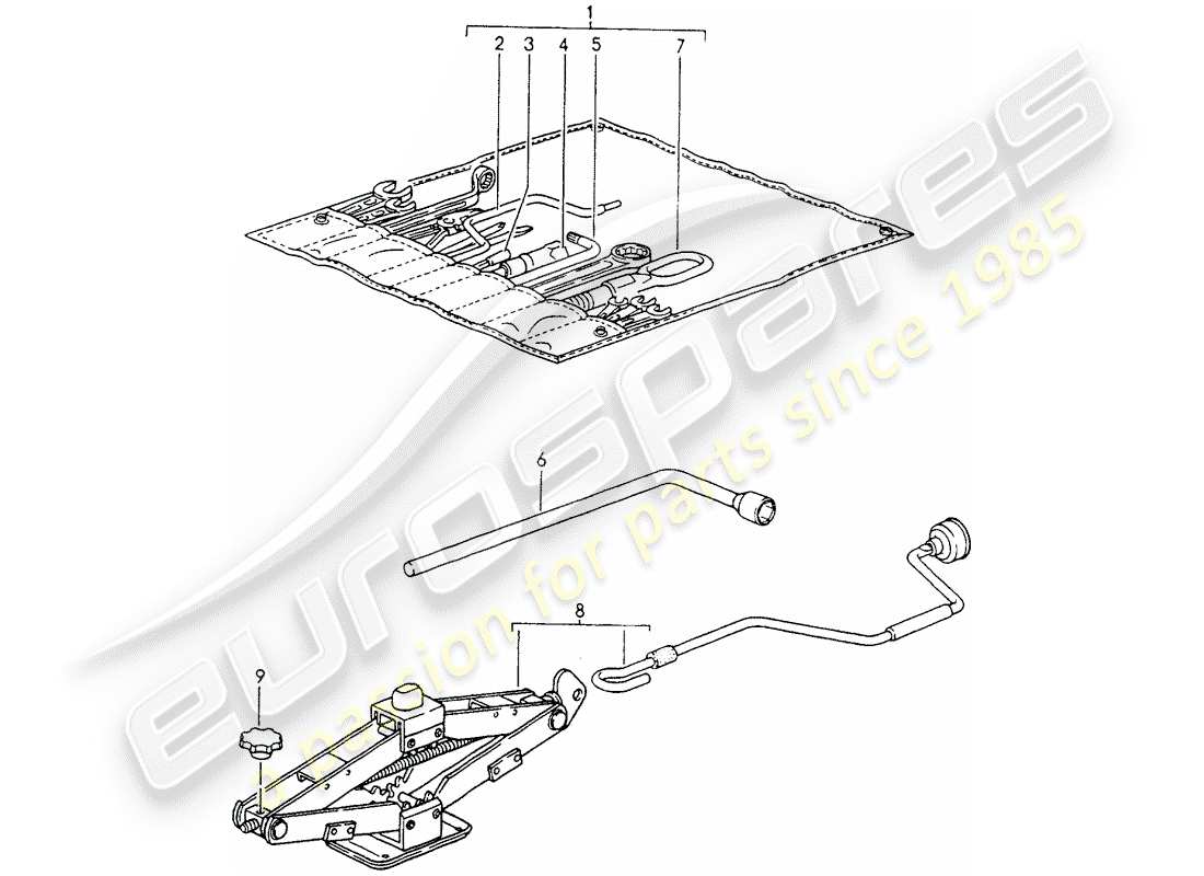 porsche 1990 (964) tool - jack part diagram