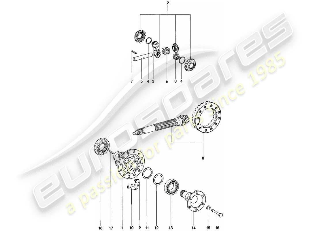 porsche 1978 (911) differential - spm part diagram