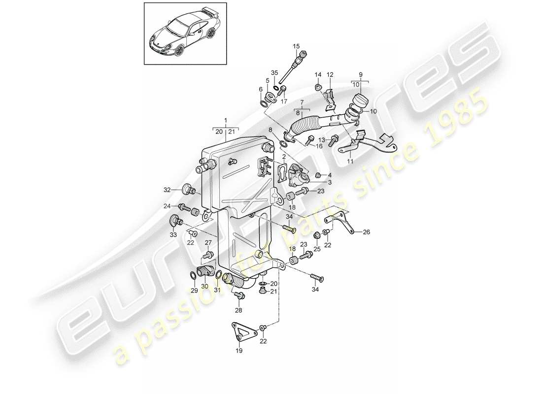 porsche 997 gt3 (2010) engine lubrication part diagram