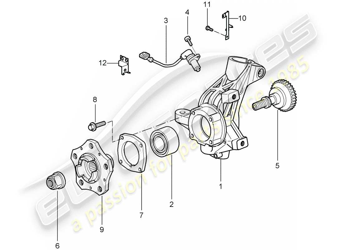 porsche 2010 (997-2 gt3) wheel carrier part diagram