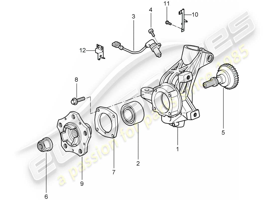 porsche 997 gt3 (2010) wheel carrier part diagram