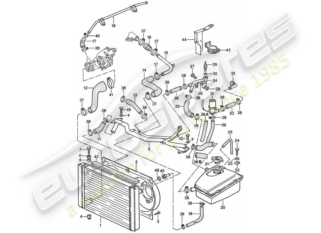porsche 1988 (944) water cooling part diagram