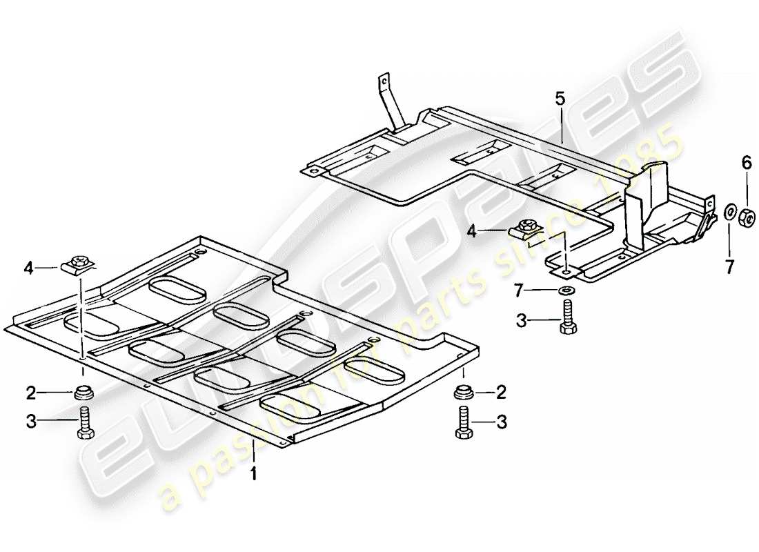porsche 1988 (944) underside protection part diagram