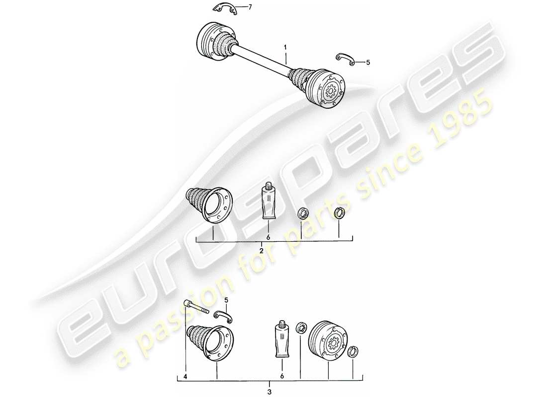 porsche 1988 (944) drive shaft parts diagram