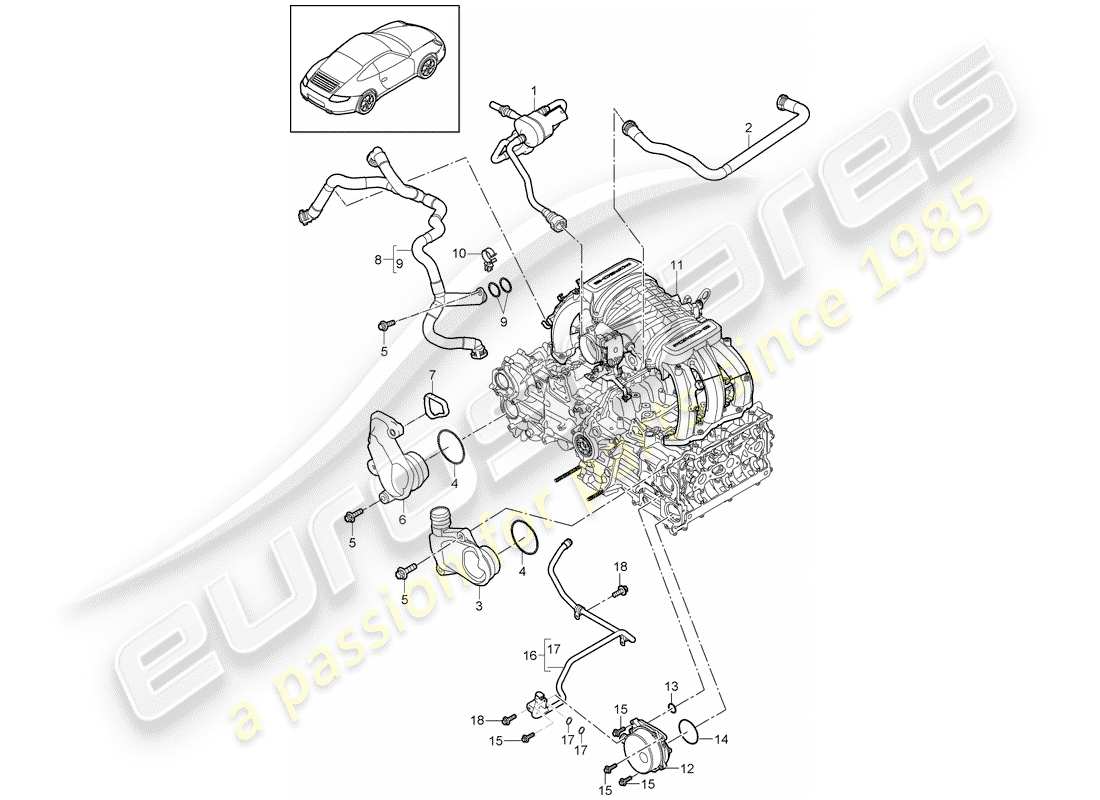porsche 2009 (997-2) crankcase part diagram
